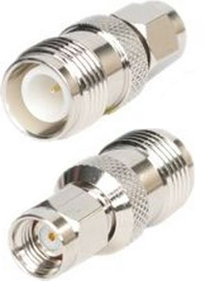 Reverse gender SMA male and reverse gender TNC female inter-series adaptor, DC-11 GHz, 50 Ohms – nickel plated